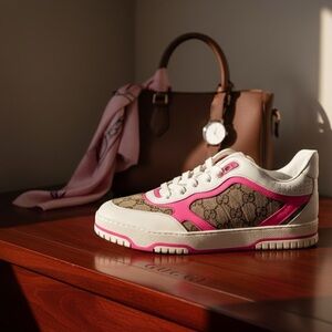 Gucci Women's Pink and Brown Sneakers